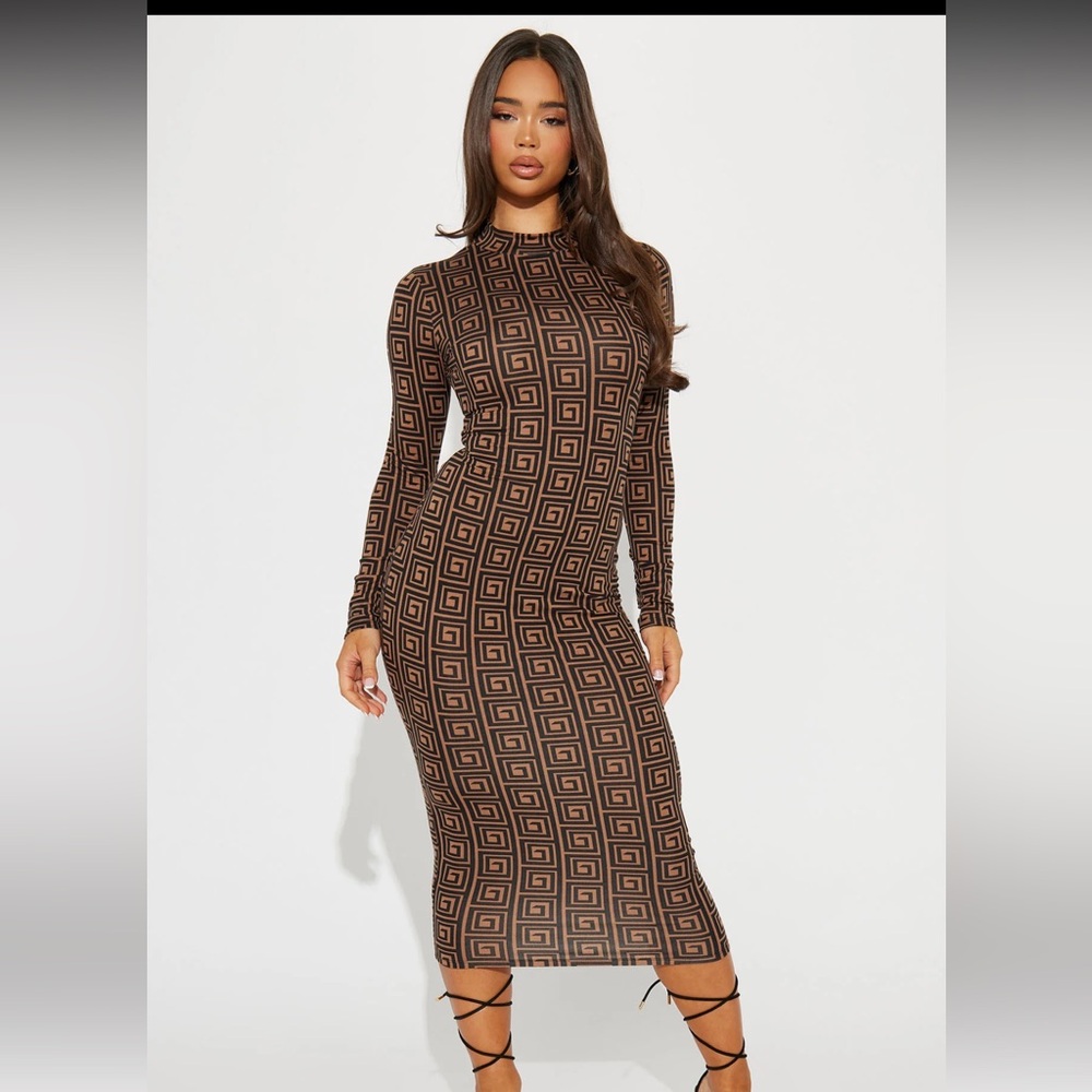 Geometric long bodycon dress